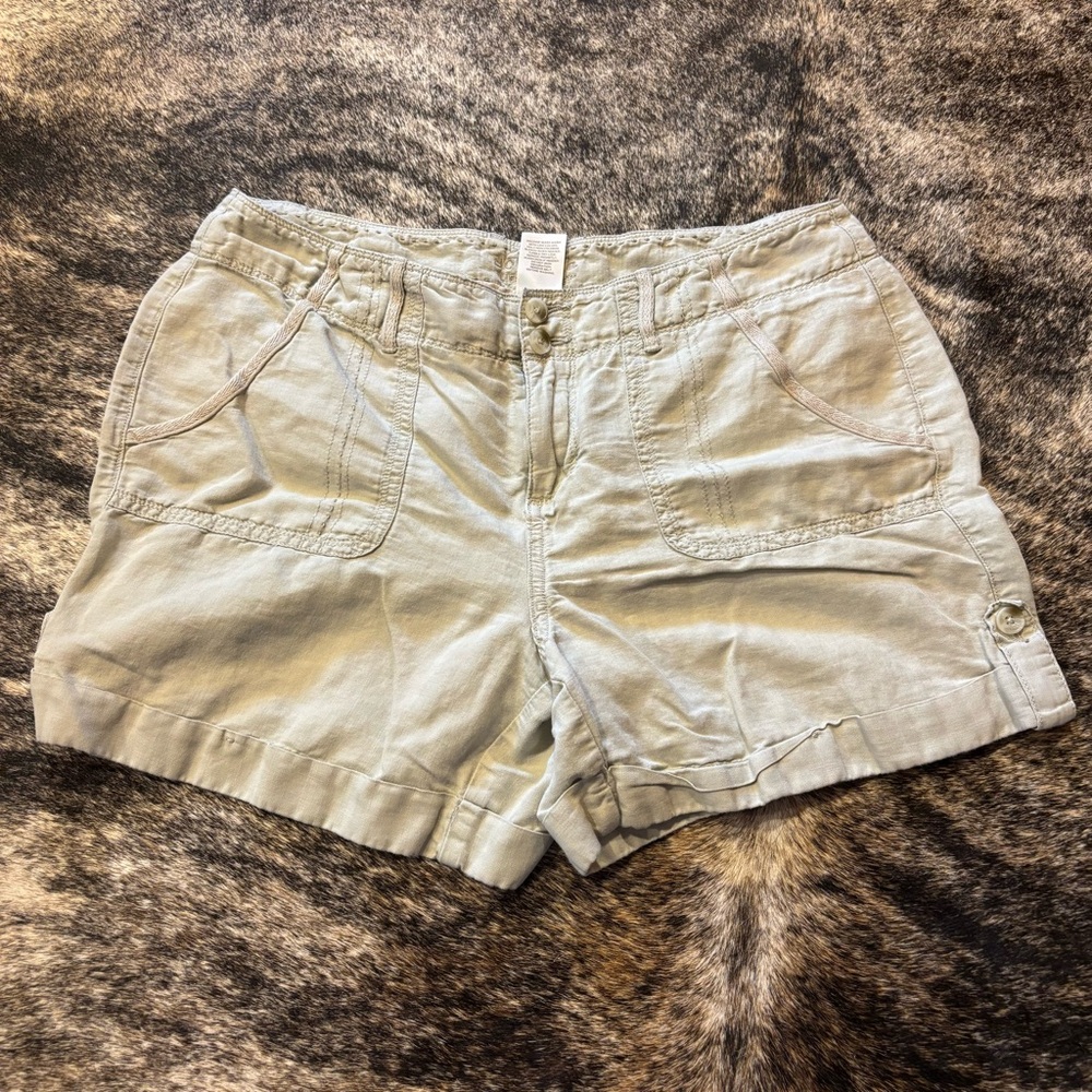 Women’s Sonoma Linen / Cotton Blend Shorts, Size 10, Tan / Cream Color
